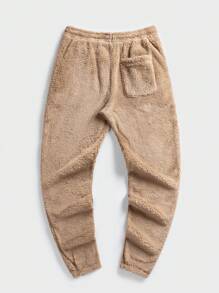 GENTILAND 男士2入組字母貼布腰部抽繩絨毛長褲 - 彩色 - 查看 14