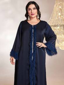 Al Najma Hơn Trang trí Fuzzy Băng tương phản Đầm - Màu xanh hải quân - Xem 4