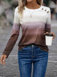 EMERY ROSE Áo thun họa tiết nút ombre Áo thun họa tiết nữ - Nhiều màu - Xem 6