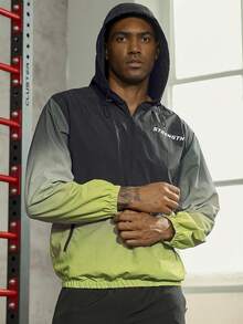 Nam Đồ họa Chữ cái Bóng Dây rút áo có mũ Windbreaker Jacket - Nhiều màu - Xem 6