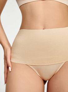 SHAPORA Bragas faja unicolor de talle alto - Beis - Ver 3