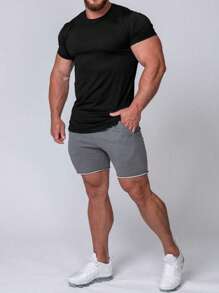 Manfinity Sport Corelite Men Lion & Letter Graphic Sports Tee Workout Tops - Black - View 3