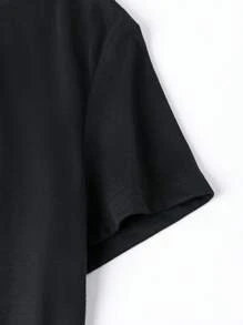 SHEIN EZwear Floral & Skeleton Print Tee - Black - View 3