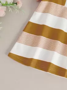 Đứa bé gái Đồ họa Hoạt hình Khối màu Cổ Polo Váy áo thun - Cà phê nâu - Xem 3