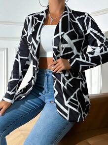 Chiquease 幾何印花開門襟西裝外套 - 黑與白 - 查看 3
