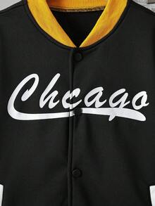 SHEIN Tween Boy Letter Graphic Two Tone Jacket & Sweatpants Without Hoodie - Multicolor - View 6