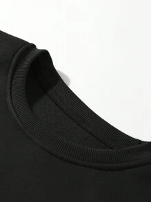 SHEIN EZwear 山和仙人掌圖案加絨內裏運動衫 - 黑色 - 查看 4