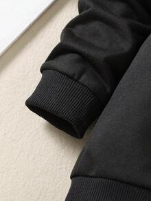 SHEIN 男小童字母圖案衛衣和衛褲 - 黑色 - 查看 3