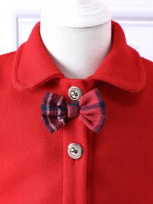 女嬰素色夾克&前蝴蝶結褶皺細節洋裝