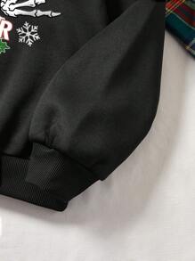 SHEIN Coolane In Giáng sinh Dây rút Hoodie - màu đen - Xem 7