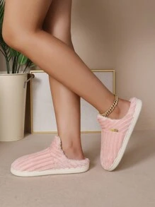 時尚條紋圖案濃烈香調家居拖鞋 - 粉色 - 查看 3
