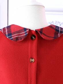 女嬰素色夾克&前蝴蝶結褶皺細節洋裝