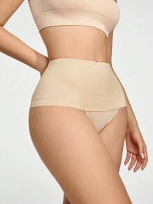 SHAPORA Bragas faja unicolor de talle alto - Beis - Ver 4