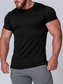 Manfinity Sport Corelite Men Lion & Letter Graphic Sports Tee Workout Tops - Black - View 4