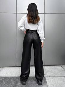 EURMUSE High Waist Straight Leg Jeans - Black - View 2