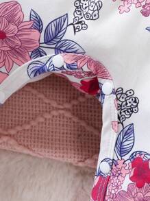 SHEIN 女嬰印花荷葉邊前蝴蝶結連身褲＆ 頭巾