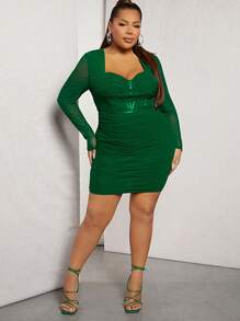 SHEIN Unity Plus Ruched Bustier Bodycon Dress