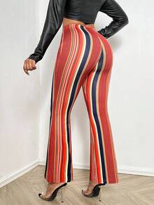 SHEIN SXY 條紋印花喇叭褲 - 彩色 - 查看 2