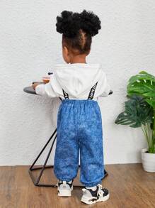 SHEIN Baby Girl Casual Patterned Overalls Long Pants Jumpsuit