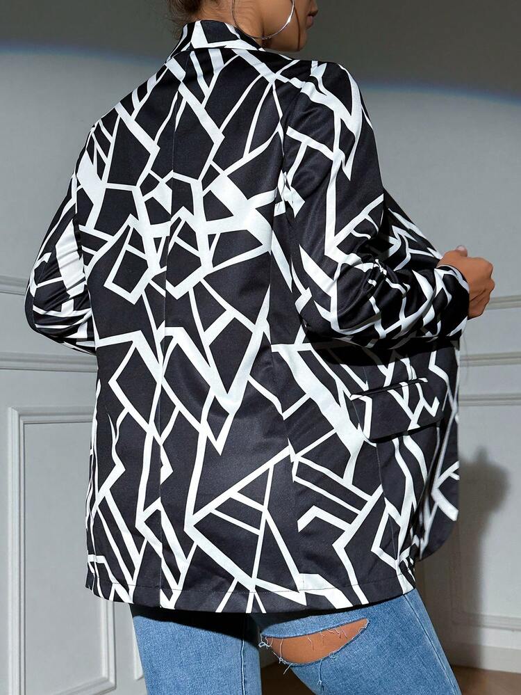 Geo Print Open Front Blazer
