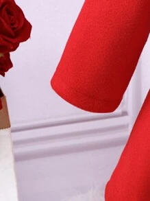 女嬰素色夾克&前蝴蝶結褶皺細節洋裝