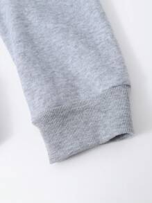 Manfinity Hypemode Loose Fit Men's Mushroom & Slogan Graphic Drawstring Thermal Hoodie - Light Grey - View 3
