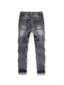 Tween Boy Ripped Washed Jeans - Grey - View 2