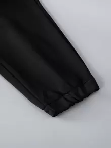 SHEIN 男大童字母圖案雙色連帽夾克和運動褲不帶T恤