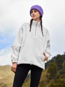 In My Nature Sudadera medio cierre exterior forro polar - Blanco - Ver 4
