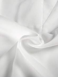 Blusa de cuello en pico liso, tops de manga larga - Blanco - Ver 5