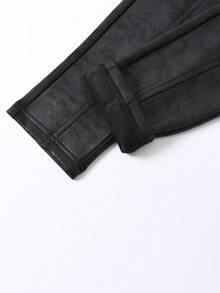 Chất rắn chất liệu da PU Quần bó sát - màu đen - Xem 6