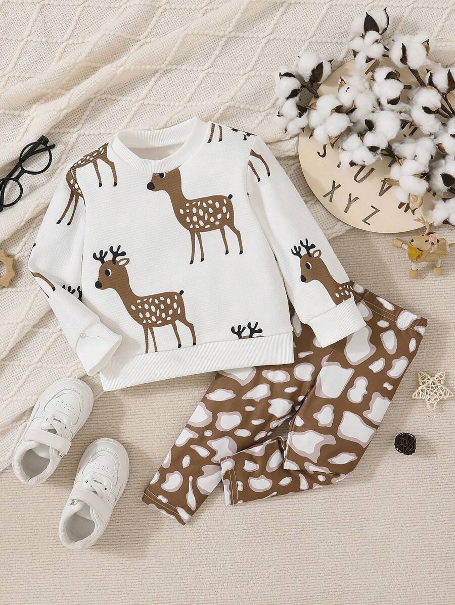 Áo nỉ và quần nỉ họa tiết hoạt hình cho bé gái, dành cho Giáng sinh - Nhiều màu - Xem 1