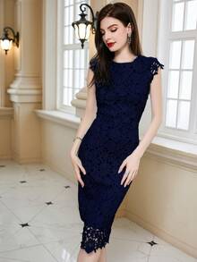 Solid Guipure Lace Bodycon Dress Party Dress Wedding Guest Dress Prom Dress