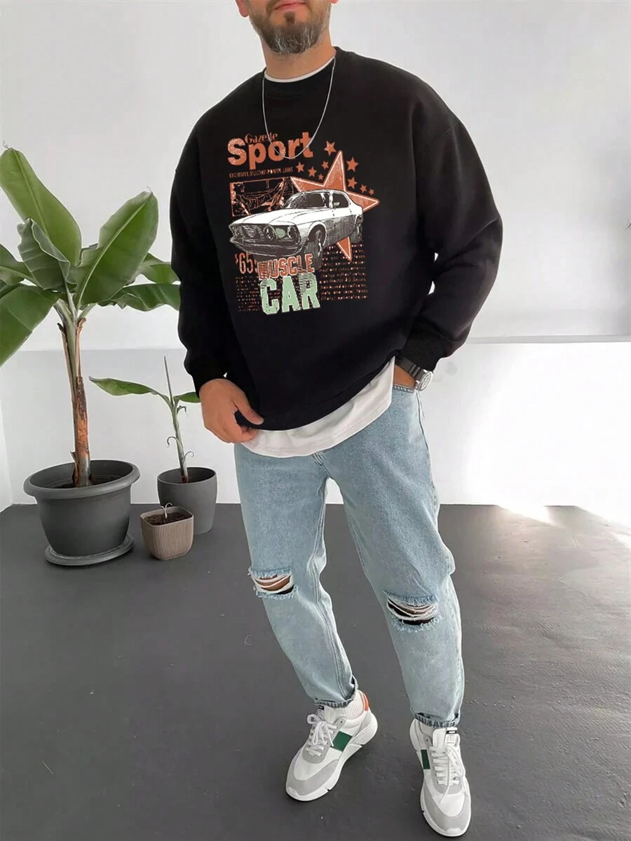 男士運動衫 - 黑色 - 查看 1