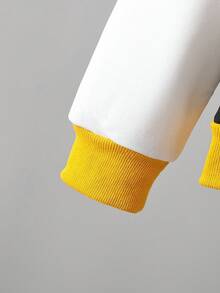 SHEIN Tween Boy Letter Graphic Two Tone Jacket & Sweatpants Without Hoodie - Multicolor - View 3