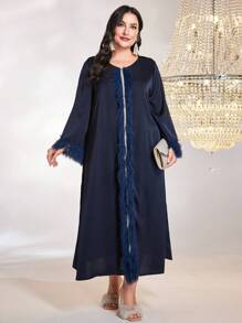 Al Najma Hơn Trang trí Fuzzy Băng tương phản Đầm - Màu xanh hải quân - Xem 1