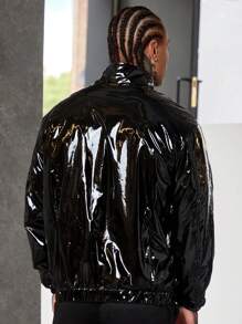 Manfinity RebelGame Nam Dây kéo chất liệu da PU Áo khoác - màu đen - Xem 2