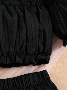 SHEIN Kleines Mädchen schulterfrei Rüschenbesatz, Top & Rüschenbesatz, Rock