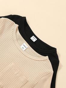 SHEIN 男小童2入組素色T恤和2入組長褲 - 彩色 - 查看 7