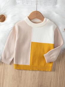 男嬰撞色套頭毛衣 - 彩色 - 查看 1