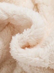 SHEIN Đứa bé trai Dây kéo Áo trùm đầu - Màu be - Xem 3