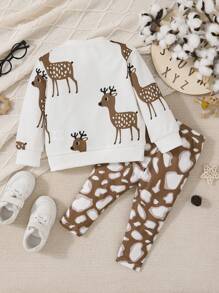 Áo nỉ và quần nỉ họa tiết hoạt hình cho bé gái, dành cho Giáng sinh - Nhiều màu - Xem 2