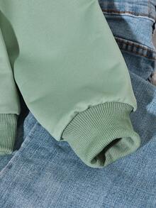 SHEIN Tween Girl Figure Graphic Asymmetrical Neck Sweatshirt - Army Green - View 4