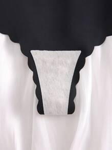 Solid Scallop Trim Panty - Black - View 3