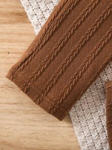 SHEIN Young Girl Contrast Lace Statement Collar Tee & Pants - Brown - View 6