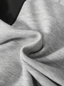 SHEIN Bộ 2 chiếc/Bộ Unisex Baby Letter Graphic Raglan Sleeve Contrast Hoodie Sweatshirt and Pants, Dày và có lót nhiệt - màu đen - Xem 6