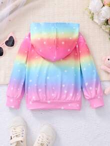 SHEIN Young Girl Unicorn & Letter Graphic Ombre Sweatshirt - Multicolor - View 2