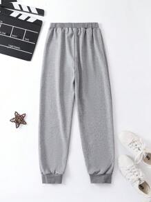 Tween Boy Letter Patched Thermal Lined Sleep Pants