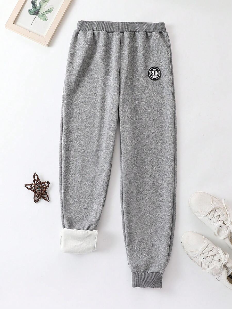 Tween Boy Letter Patched Thermal Lined Sleep Pants