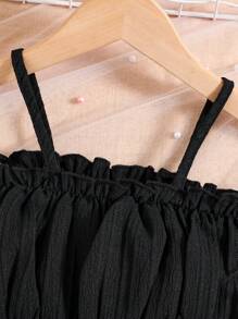 SHEIN Kleines Mädchen schulterfrei Rüschenbesatz, Top & Rüschenbesatz, Rock